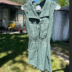 Handmade Linen Romper - Size XS - Sage Green